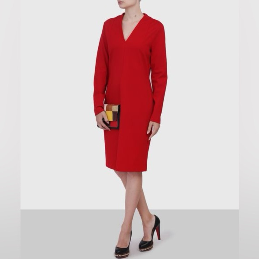 Gianfranco Ferre Vintage Red Long Sleeve Dress y.